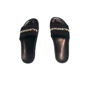 Balenciaga Black Sandals with White Logo